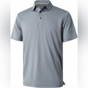 Mens Shirt Size 2XL NEW Wicking Stretch UPF 30 Casual Gray Athleisure Golf Polo
